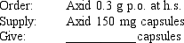 Given: Compute the amount of medication that will be given to administer one dose of the following medication orders using the ratio-proportion method to obtain your answers. Assume all tablets are scored, when necessary. Round all parenteral administration orders that are over 1 mL to one decimal place. Round all parenteral administration orders under 1 mL to two decimal places. Do not include zeros at the end of decimal numbers. The problems and drug orders are presented for practice only, and actual prescribed dosages will vary according to a patient's age, condition, reaction, additional medications, and other factors.