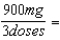 q. 8h = every 8 hours, which is given 3 times per day 300 mg per dose