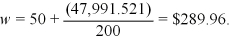 To determine Edna's optimal level of employment given she is a monopsonist,we need to set: MRP<sub>L</sub>(L)= ME(L).Since Edna is a monopolist in the sale of engineering services, MRP<sub>L</sub>(L)= MP<sub>L</sub>(L)*MR(L)= 250(12,000 - 0.25L)= 3,000,000 - 62.5L. This information allows us to determine Edna's optimal employment of labor as:   We now use the information from labor supply to determine the wage rate Edna will pay.This wage rate is:   The marginal revenue of the product of labor at the optimal level of employment is: MRP<sub>L</sub>(L = 47,991.521)= 3,000,000 - 62.5(47,991.521)= $530. If Edna acted as a wage taker in hiring labor,she would set: MRP<sub>L</sub>(L)= w.In this case,Edna would employ   At this level of employment,the wage rate is:   The marginal revenue of the product of labor at this employment level is $289.98.