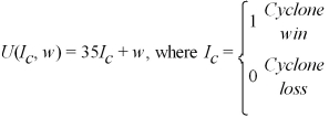 Mary is a fervent Iowa State University Cyclone Basketball fan.She derives utility as a function of the ISU team winning the Big XII championship and from income according to the function and w is her level of wealth.Mary believes the probability of a Cyclone championship is <sup>1</sup>/<sub>4</sub>.Mary has been offered the following insurance policy. The insurance policy costs $16.If the Cyclones win the championship,she pays only the policy cost of $16.If the Cyclones lose,she will receive $21.50 (so that after taking into account the policy cost of $16,her net return is $5.50).Will Mary's expected utility increase if she purchases the policy?