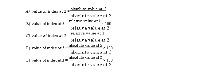 Let 1 stand for any given period and 2 stand for base period. The formula of any index number can be written as:
