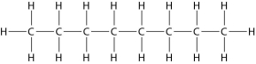 Below is the structure of octane, the major component of gasoline. What type(s)of bond is (are)found in a molecule of octane?