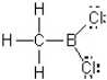 <strong>In this Lewis structure,which atom does NOT have a complete valence? </strong> A) H B) B C) C D) Cl