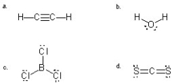 <strong>Which molecule has a NET DIPOLE? </strong> A) a B) b C) c D) d