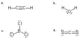 <strong>Which molecule will have the STRONGEST attraction to another molecule of its own kind? </strong> A) a B) b C) c D) d
