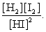 <strong>The equilibrium expression of the following reaction is represented by: H<sub>2</sub> (g)+ I<sub>2</sub> (g) \leftrightarrow 2 HI (g)</strong> A) B) C) D)