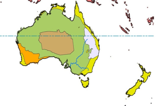 <strong>In the map below, brown represents </strong> A)subtropical scrub and woodland. B)desert. C)rain forest. D)grassland.
