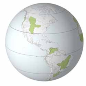 <strong>In the globe below, from north to south the local names for the grasslands are </strong> A)Great Plains, pampas, llanos, campos. B)Great Plains, llanos, campos, pampas. C)Great Plains, campos, llanos, pampas. D)Great Plains, llanos, pampas, campos.