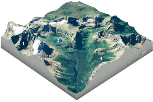 Which feature on this diagram is an arête?  
