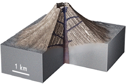 <strong>This relatively large, symmetrical volcano contains interlayered lava flow, pyroclastic deposits, and volcanic mudflows.What kind of volcano is it? </strong> A)cinder cone B)shield volcano C)composite volcano D)volcanic dome E)caldera