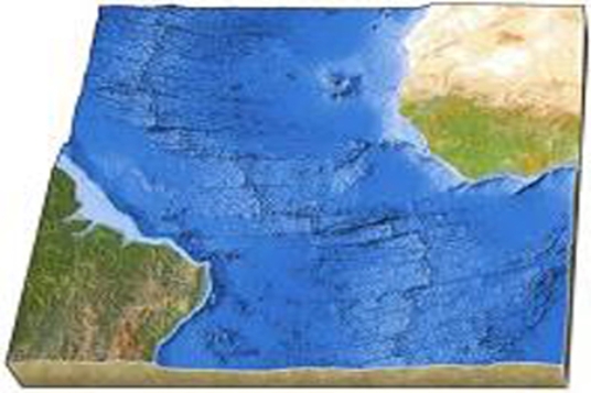 <strong>On this map of the south Atlantic, why is the mid-ocean ridge in the center of the ocean? </strong> A)Subduction is consuming seafloor beneath both adjacent continents. B)Seafloor is added to both sides during seafloor spreading. C)Subduction has occurred under one and then another of the adjacent continents. D)Seafloor spreading has stopped in this area.