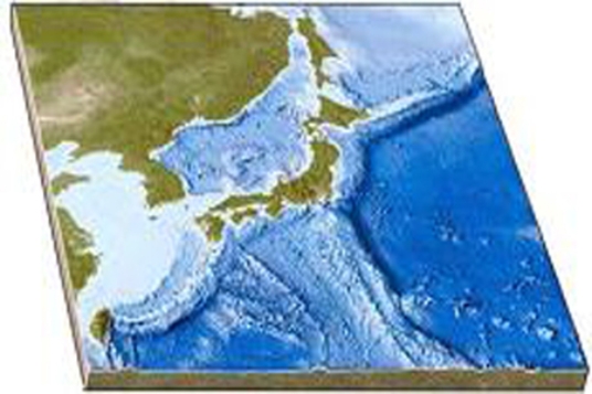 <strong>In this figure of Japan, the offshore trenches indicate </strong> A)continental rifting. B)a rift in a mid-ocean ridge formed by seafloor spreading. C)a rift in a mid-ocean ridge formed by transform faulting. D)subduction of oceanic crust.