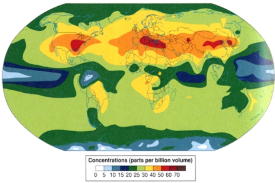 <strong>In comparing the distribution of acid rain and ozone pollution    </strong> A)California suffers from the high levels of ozone pollution but not highest levels of acid rain. B)the Gulf Coast suffers from the highest levels of ozone pollution and the highest levels of acid rain. C)the East Coast has the lowest levels of ozone pollution and acid rain. <div style=padding-top: 35px> 
