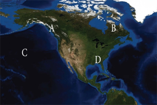 Which of the following locations would be characterized by drier and warmer conditions during a La Nina?