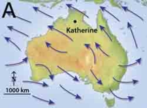 <strong>Which of the following represents the best wind pattern for monsoon precipitation conditions?      </strong> A)A B)B C)C D)none of these choices would bring a maximum for monsoon precipitation <div style=padding-top: 35px> 