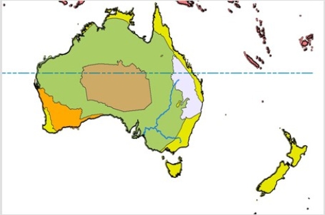 <strong>In the map below,brown represents  </strong> A)subtropical scrub and woodland. B)desert. C)rain forest. D)grassland. <div style=padding-top: 35px> 
