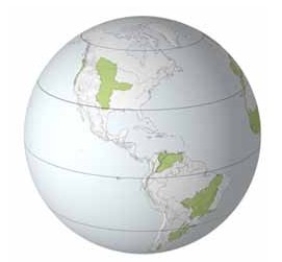 <strong>In the globe below,from north to south the local names for the grasslands are  </strong> A)Great Plains,pampas,llanos,campos. B)Great Plains,llanos,campos,pampas. C)Great Plains,campos,llanos,pampas. D)Great Plains,llanos,pampas,campos. <div style=padding-top: 35px> 