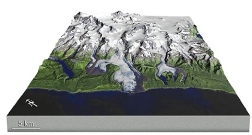 <strong>What type of glacier is shown below on the gently sloping land near the coastline? </strong> A)Tropical coast glacier B)Shoreline glacier C)Piedmont glacier D)Continental ice sheet