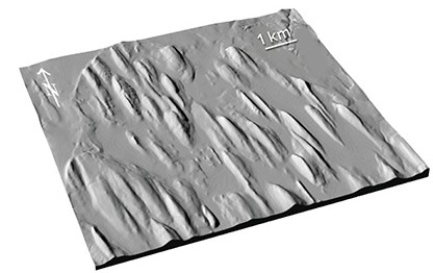 <strong>What do these teardrop-shaped hills (drumlins)record? </strong> A)Ancient lake levels B)Piles of sediment recording past positions of the end of the glacier C)Erosion and sculpting of soft materials by a moving glacier D)Melting of large blocks of rock in the ice
