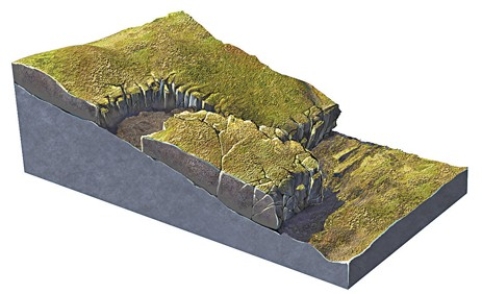 <strong>What type of slope failure is shown in this figure? </strong> A)Debris avalanche B)Creep C)Rock slide D)Debris flow E)Rock fall