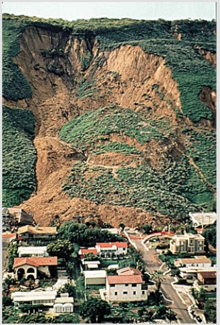 <strong>The landslide that destroyed La Conchita,as shown in this photograph,is probably </strong> A)an example of creep. B)an earth flow. C)a rock fall. D)a rock avalanche.