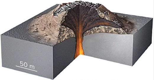 <strong>This relatively small volcanic feature consists of solidified lava and some volcanic ash.What kind of volcano is it? </strong> A)Cinder cone B)Shield volcano C)Composite volcano D)Volcanic dome E)Caldera