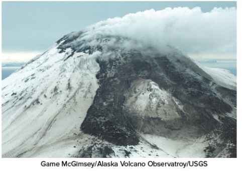 <strong>What type of eruption formed the volcano in this photograph? </strong> A)Fluid lava flows B)Viscous lava and pyroclastic eruptions C)Lava fountains D)Fissure eruptions E)Eruptions beneath the seafloor