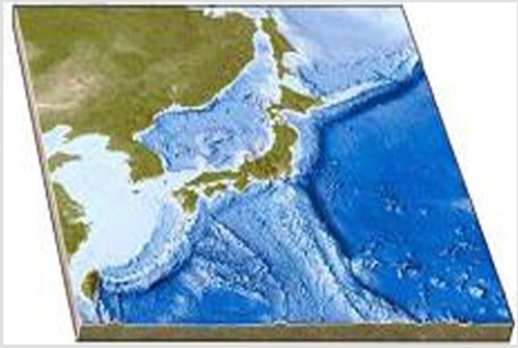 <strong>In this figure of Japan,the offshore trenches indicate </strong> A)continental rifting. B)a rift in a midocean ridge formed by seafloor spreading. C)a rift in a midocean ridge formed by transform faulting. D)subduction of oceanic crust.