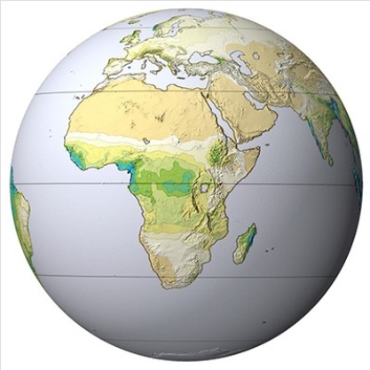 <strong>This globe,from the opening two-page spread of the Climate chapter,shows average annual precipitation (blue and green are highest; tan is lowest).What feature best corresponds to the highest amount of precipitation? </strong> A)Trade winds B)Westerlies C)Intertropical Convergence Zone (ITCZ) D)High mountains