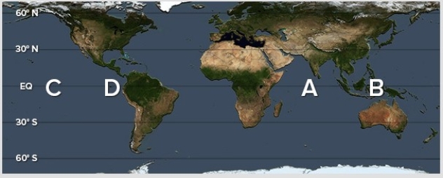 <strong>La Niña would bring the heaviest rainfall to </strong> A)A. B)B. C)C. D)D.