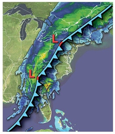 <strong>The warm air being lifted in this map is mostly located in the ________ portion of the map. </strong> A)northern B)southern C)eastern D)western