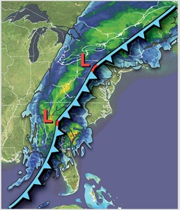 <strong>The frontal lifting pictured on this map is moving to the </strong> A)north. B)south. C)east. D)west.