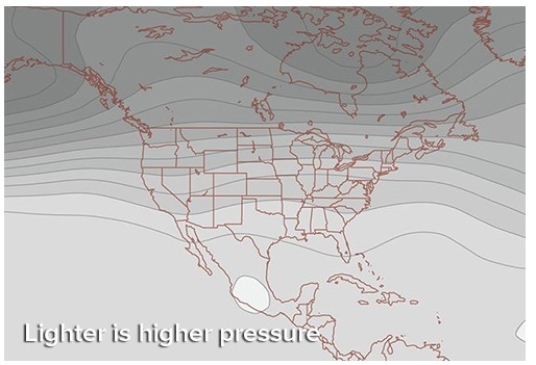 <strong>The 500 mb pressure patterns displayed would bring ________ to Texas and the High Plains. </strong> A)zonal flow,which neither suppresses nor supports storms, B)a trough of low pressure,supporting storm formation, C)a ridge of high pressure,suppressing storm formation, D)zonal flow,supporting storm formation,