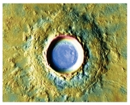 <strong>The colors in this thermal infrared image indicate:  </strong> A)temperatures of the rocks B)the presence of ice in the crater C)the presence of water in the crater D)the presence of methane in the crater <div style=padding-top: 35px> 