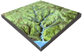 <strong>What is the mostly likely setting for this drainage pattern? </strong> A)the rocks have a relatively equal resistance to erosion B)drainages have followed a series of fractures that branch off of one another C)the area has folded or faulted rocks with different resistances to erosion D)a volcano once existed here but has been partly eroded away