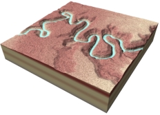 <strong>What type of feature is shown in this figure? </strong> A)a braided stream B)river terraces C)alluvial fans D)entrenched meanders E)none of these