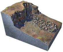 <strong>What type of slope failure is shown in this figure? </strong> A)rotational slide B)creep C)earth flow D)debris flow E)rock avalanche