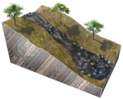 <strong>What type of slope failure is shown in this figure? </strong> A)creep B)debris flow C)rock fall D)rock slide E)rotational slide