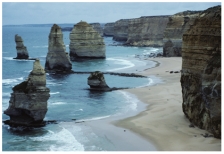 <strong>What features are shown in this photograph? </strong> A)coral reefs B)karst topography C)pinnacles and sea stacks D)sea caves E)none of these