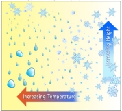 <strong>This diagram suggests that: </strong> A)ice crystals can form across a range of temperatures at higher altitudes B)water droplets form across a range of temperatures C)while rain is failing at lower elevations,ice crystals can exist at higher elevations D)all of these E)none of these
