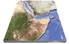 <strong>Which of the following happened to form the features in this region? </strong> A)formation of a continental hot spot B)continental rifting C)seafloor spreading D)volcanism that produced new land E)all of these