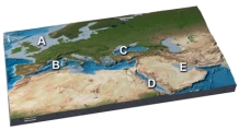 <strong>Which of the following letters marks the Red Sea? </strong> A)A B)B C)C D)D E)E