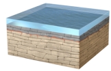 <strong>This figure shows a disconformity between an upper dark layer (being deposited by the sea)and a lower light-colored layer.What happened to form this disconformity? </strong> A)The lower layers were tilted and untilted before deposition of the upper layers. B)The boundary between the two units indicates that for a time there was either erosion or no deposition. C)The lower limestones were converted into another rock type by seawater. D)The upper layer must have been deposited by volcanic eruptions.
