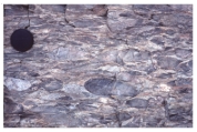 <strong>What type of deformation is shown in this photograph? </strong> A)displacement B)rotation C)internal strain of the rock D)columnar joints