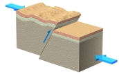 <strong>What type of stress formed the structure shown in this figure? </strong> A)fluid pressure B)compression C)confining pressure D)tension