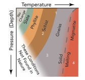 <strong>Which of the numbers on this figure indicates low pressure/high temperature metamorphic conditions? </strong> A)1 B)2 C)3 D)4