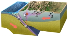 <strong>In what site on this figure would you expect high pressure/low temperature metamorphism? </strong> A)A and B B)B and C C)C and D D)D and E E)none of these