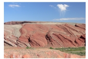 What types of features are shown in this photograph of unmetamorphosed sedimentary rocks?  
