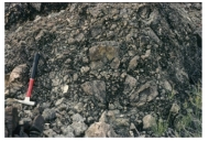 <strong>What do the characteristics of the rock in this photograph tell you about its environment? </strong> A)deposited by the wind B)transported a short distance C)transported a long distance or worked by waves D)deposited in a lake