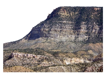 Observe the rocks and landscape in this photograph,which shows a sequence of layers.From the list of observations below,select those observations that you think are valid.Refer to the Chapter 7 Investigation in your textbook for descriptions of the rock units.